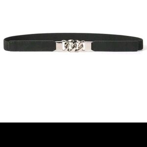 Black Elastic Waistband With Silver Rings Decorations Casual belt for womenBlack